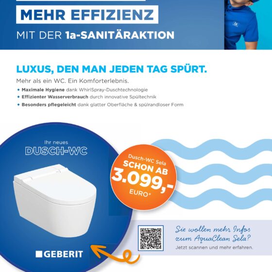 Dusch-WC Geberit AquaClean Sela zum 1a-Sanitäraktionspreis 