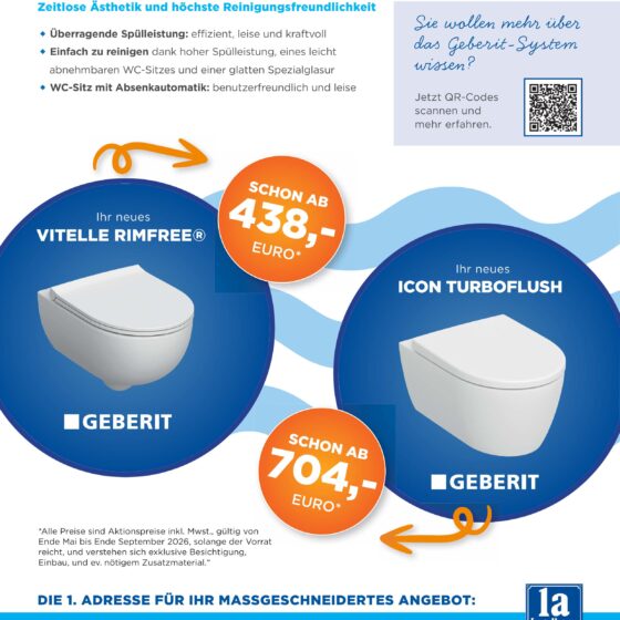Geberit WC Icon-Turboflush und Vitella-Rimfree zum 1a-Sanitäraktionspreis 